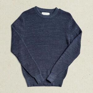 Mutual Weave Navy Waffle Knit Crewneck Sweater